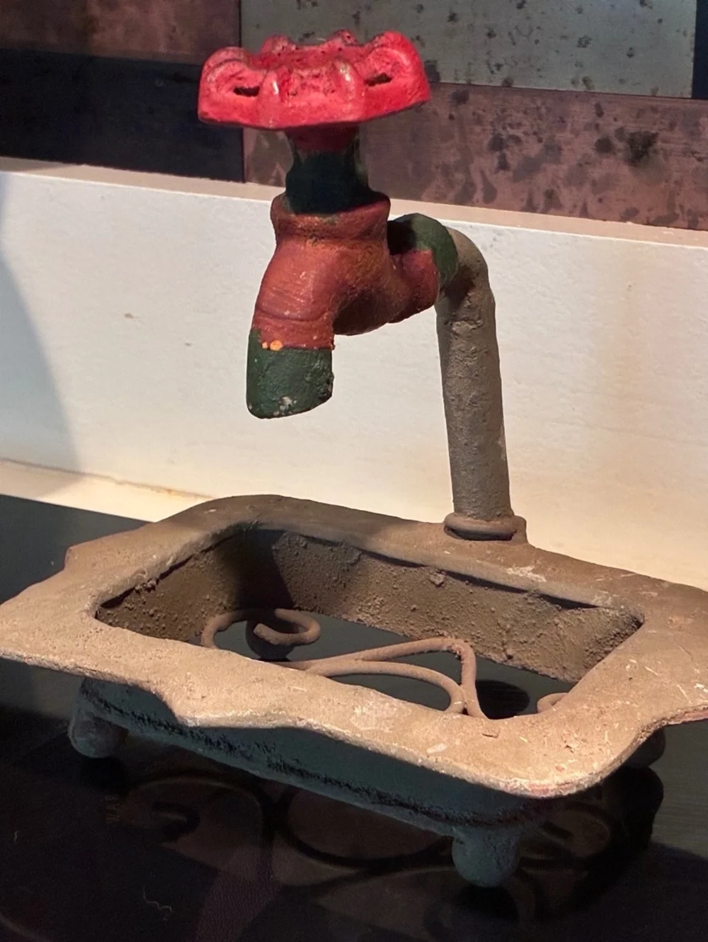 Vintage metal Garden spigot soap dish